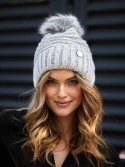 Winter hat with ribbing, light gray C32 - Online store - Boutique